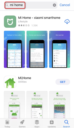 search Mi Home app on App Store