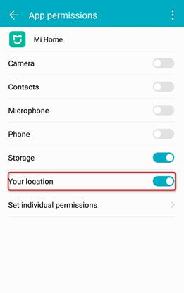 give Mi Home access to your home location