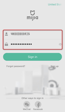 sign in to your Mi Home account