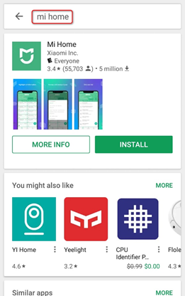 search Mi Home app on Google Play