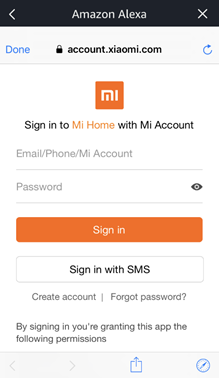 sign in to Mi Home