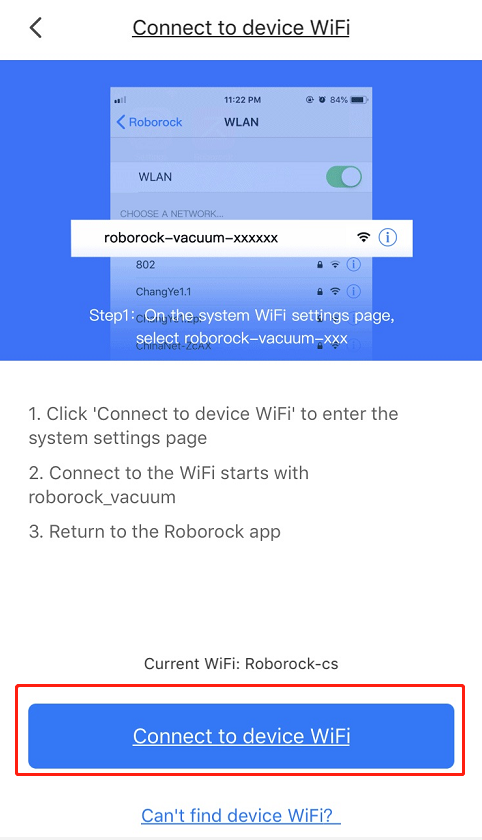 Roborock s50 wifi store password